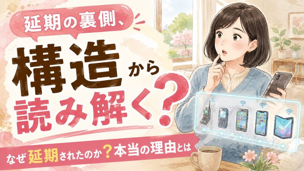 iPhone18の2027年延期を調べる知的な女性のイメージ