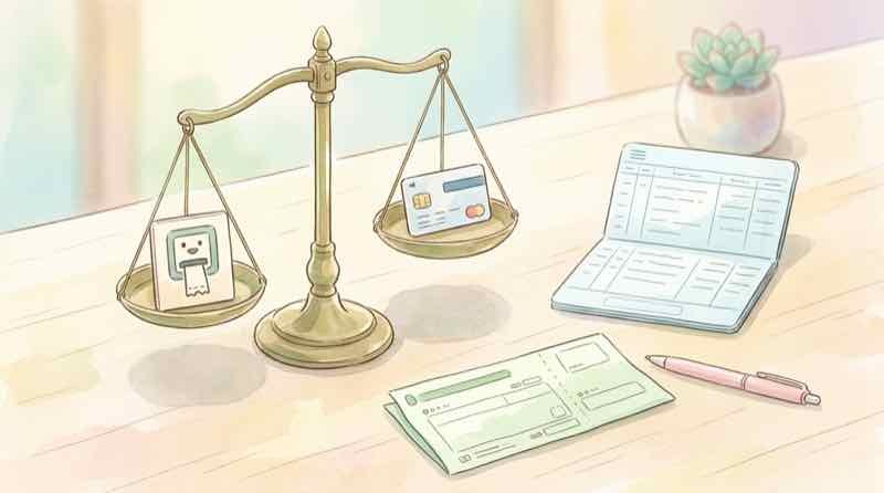 ゆうちょ銀行の窓口とATMのどちらで高額引き出しをするか比較検討する女性