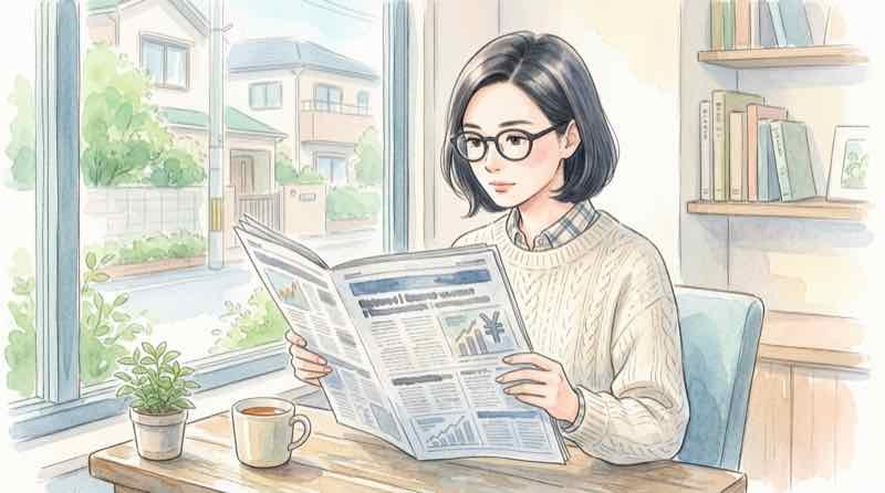 2026年8月のゆうちょ銀行ATMルール改定の内容を新聞記事で確認する女性
