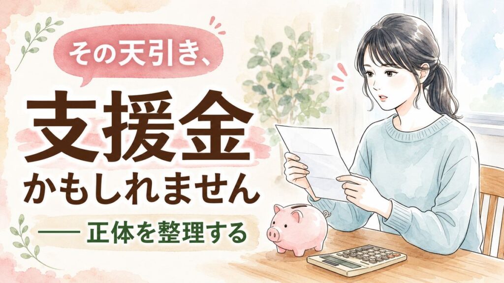 年金振込通知書を見て子ども・子育て支援金の天引きを確認する高齢者