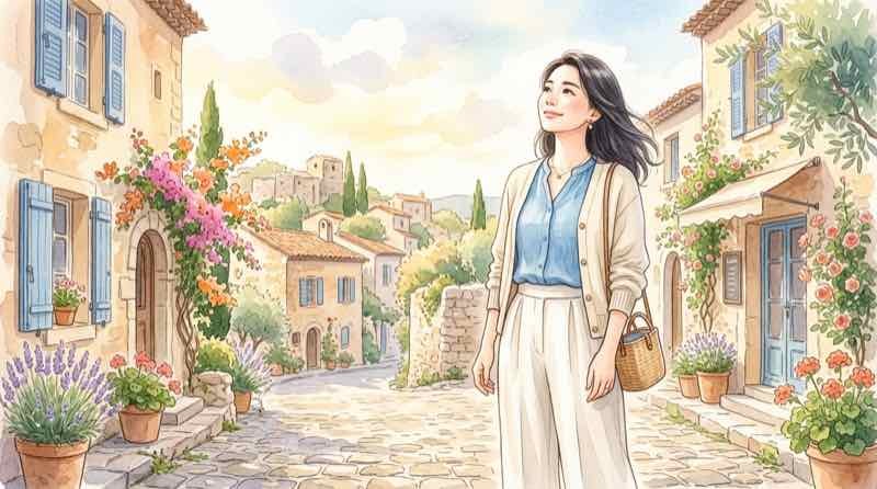 1888年のアルルの光を思い浮かべながら絵を鑑賞する女性