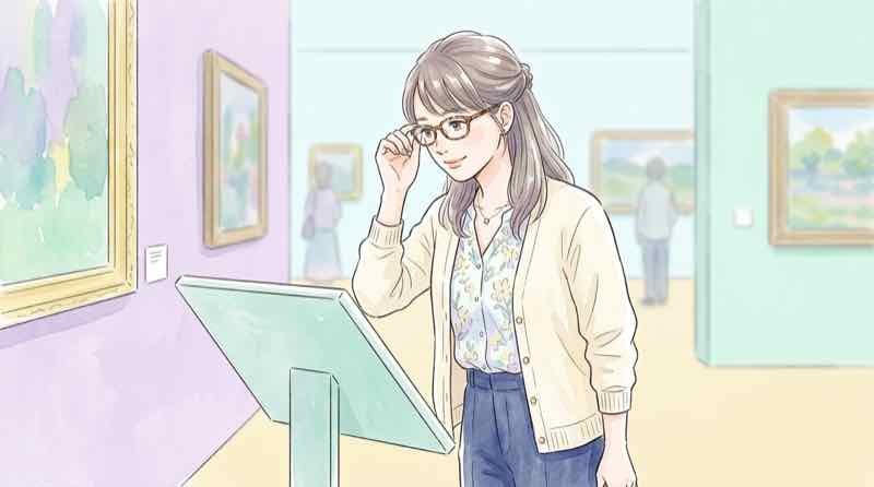 クレラー＝ミュラー美術館版のアルルの跳ね橋を鑑賞する女性