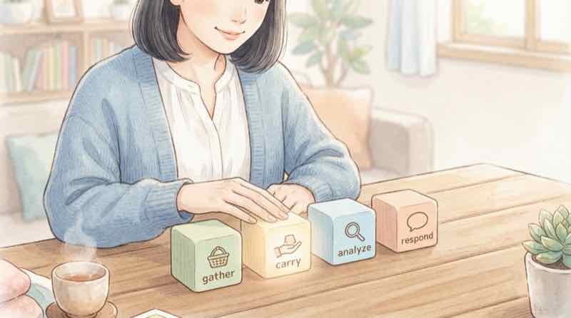 自衛隊の情報が集める伝える分析する対応するの4段階で流れる仕組み図