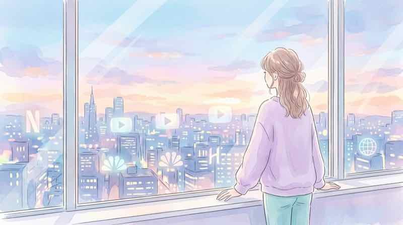 過去番組の権利処理コストを調べる女性