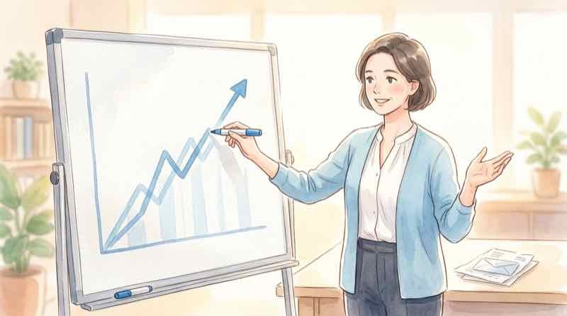 2026年の年金増額を試算表で確認する様子