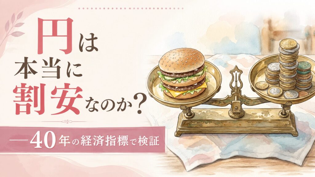 購買力平価とビッグマック指数の違いを見つめる知的な女性の一場面