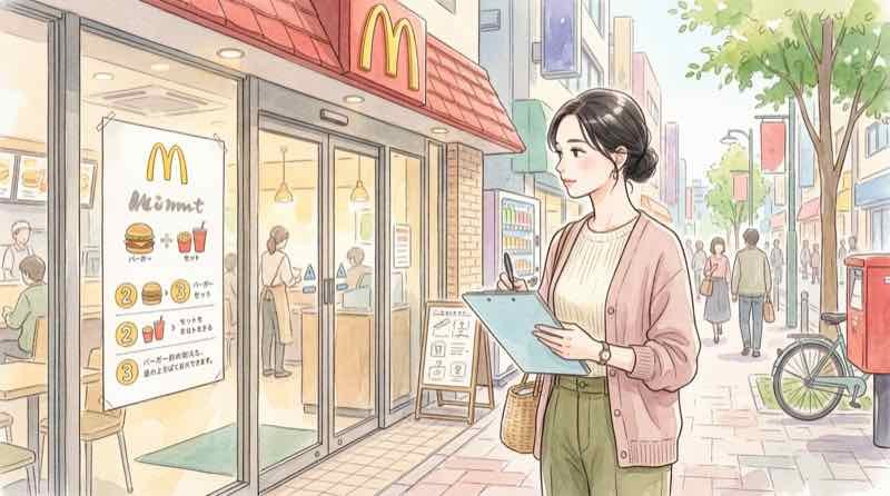 ハッピーセットの個数制限を示すポップと店頭の様子