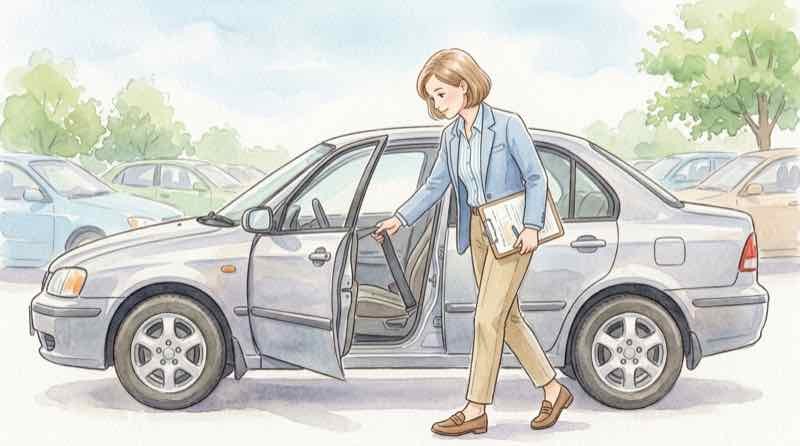 水没した車を査定士がチェックするイメージ