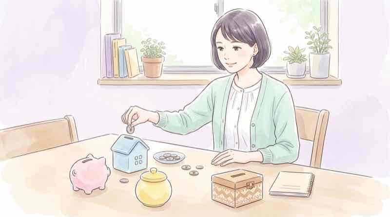 1000万円超のお金を安全に置く方法を銀行分散の図で考える女性