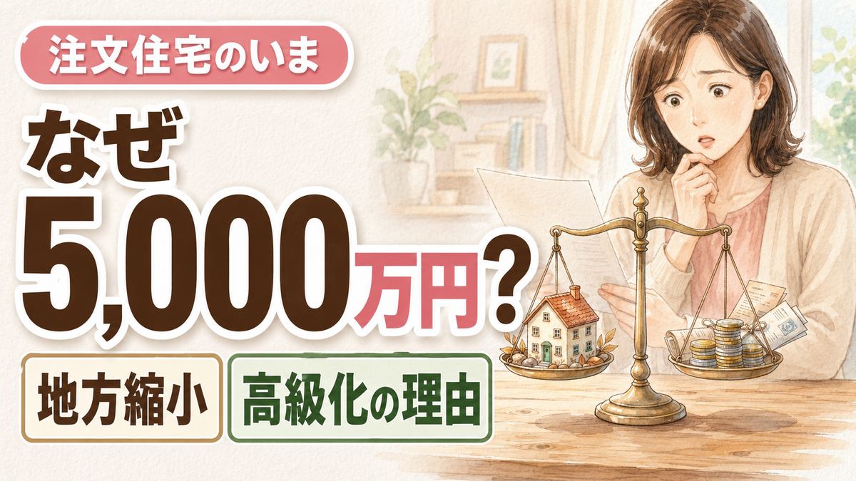 大和ハウス 注文住宅 5000万円の背景を住宅市場のデータで読み解く落ち着いた女性のイラスト