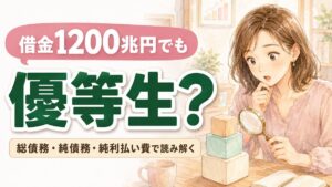 財政優等生と呼ばれる日本の財政をグラフ資料で整理する女性