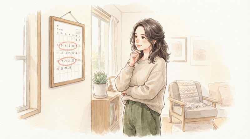 大人が全身仮装できる日とできない日をカレンダーで見比べる様子