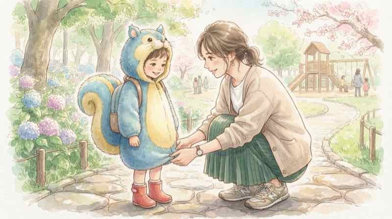 10月前半でも全身仮装ができる子どもと、私服で付き添う大人