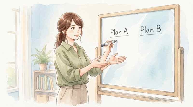 長期金利と政策金利の違いを図で整理して考える女性