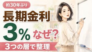 長期金利3％はなぜ起きたのかを整理して解説するイメージ