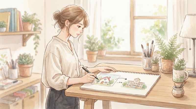政府の借金と家計の借金の違いを図解で説明する女性