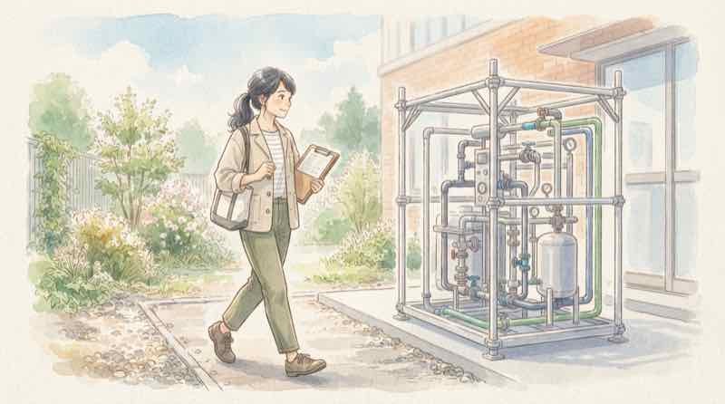 JFEエンジニアリングがクリーンプラザふじみで進めるMOF CO2回収実証施設のイラスト