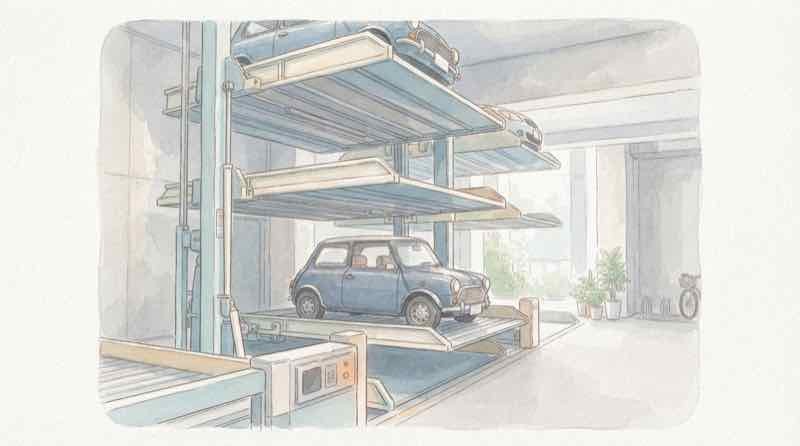 停電で機械式駐車場から車を出せなくなったパレットのイメージ