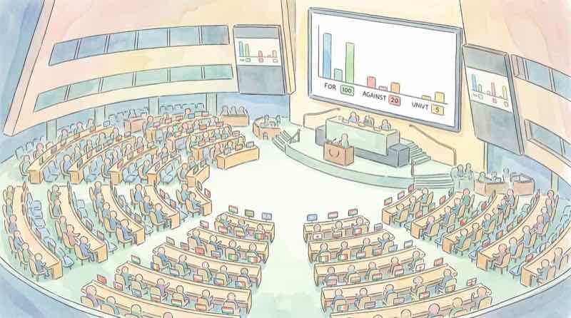 国連総会の会議場をイメージしたイラスト